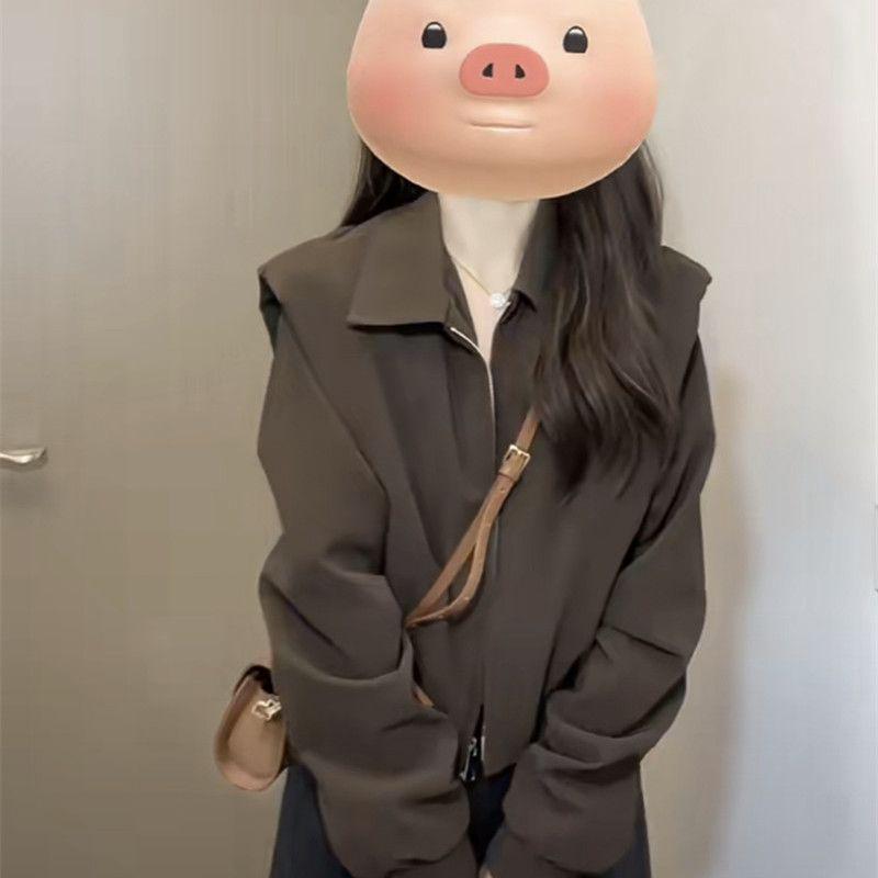 

Autumn 2024 Petite Brown Chic Women s Short Jacket – Lazy Style & Unique Design S (recommend 75-90 jin) коричневый