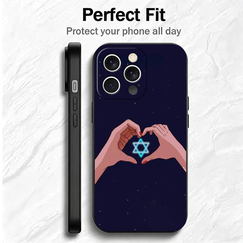 David Jewish Star Symbol Soft Phone Case for iPhone 16 16E 17 Air 15 Pro Max 14 Plus 13 Mini 11 12 7 Black Cover Back Shell