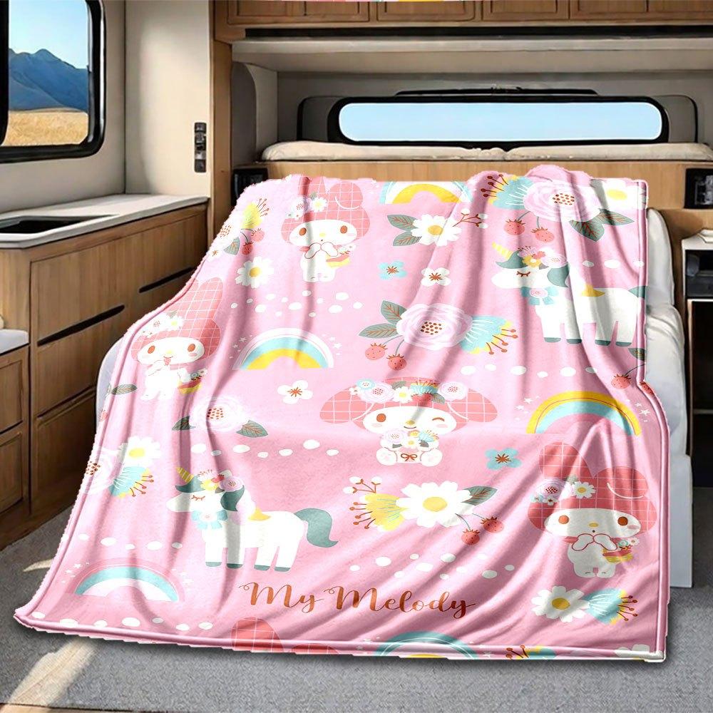 My Melody Rainbow Floral Rv Blanket Soft Cozy And Lightweight For Year Round Use Perfect For Travel Camping Picnics Sofa Rv Bed Living Room And Ideal