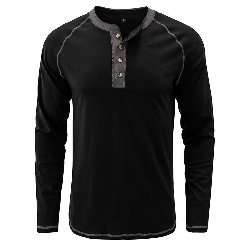 Retro Men'S Outdoor Loose Autumn Hoodie Casual Long Sleeved Henley Collar Top Shirt Cardigan