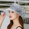 New Fashion Elegant Flowers Organza Dot Church Hat For Women Foldable Wedding Party Hat Summer Beach Protection Sun Cap