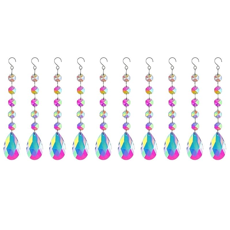 Window Suncatchers Display Pendant Set, 10 Piece Glass Faceted Sunlight Accent for Home Rooms, Party Styling and Wedding Use
