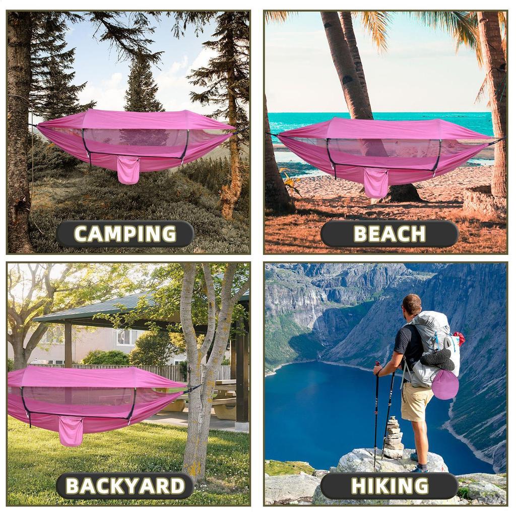 Backpacking Hammock Nylon Double Camping Hammock Foldable Backpacking Accessories For Hiking Family Fall Backyard Yard Indoor