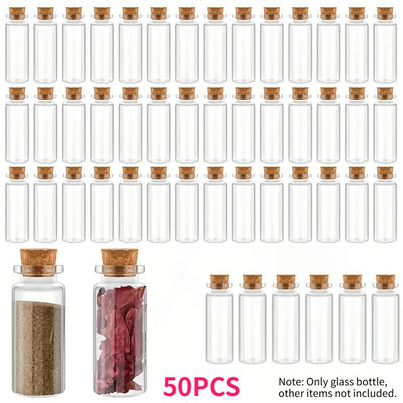 

50pcs 30ml Mini Glass Bottles with Wooden Screws Clear Small Bottles for Wishes Tracts Potion Jars Sand Art Decorations Wedding