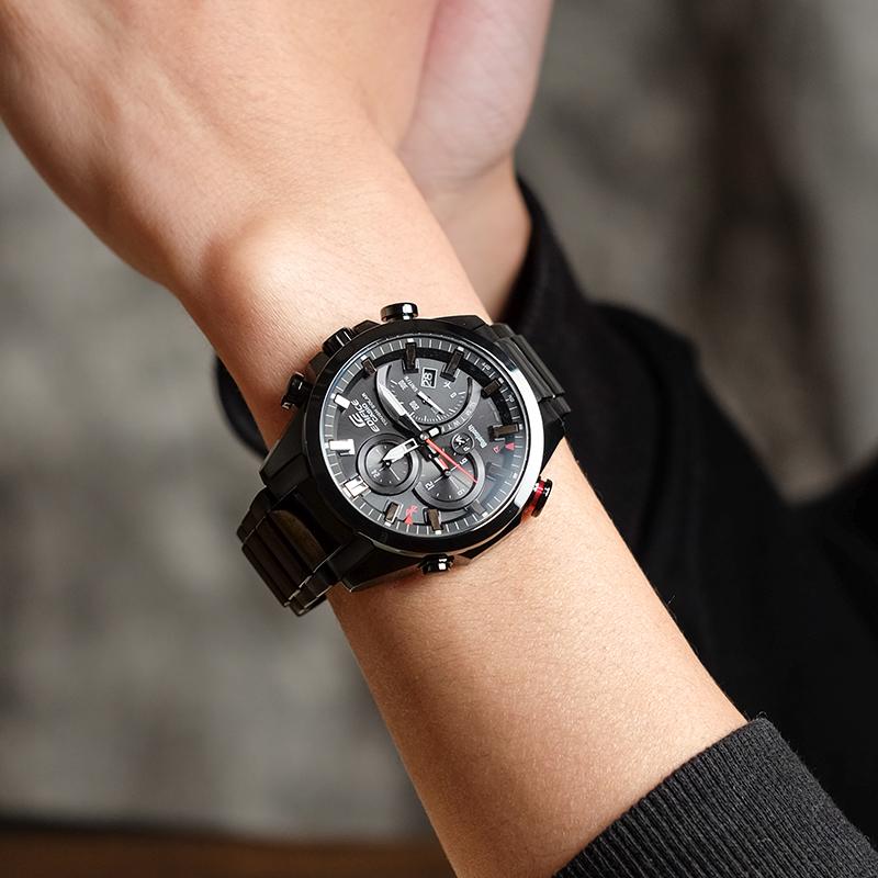 Casio EDIFICE 200 Meters Waterproof Quartz Movement Stainless Steel Strap Japanese and Korean Watch Men's Watch Black Dial EQB-501YDC-1AMPRD