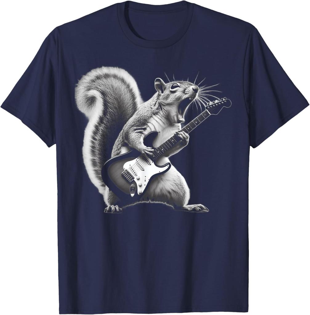 Squirrel Playing Guitar Rock And Roll Cool Star Unisex T-Shirt