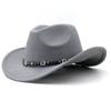Neuer Western-Cowboyhut, schwarzer Woll-Jazz-Zylinderhut, ethnischer Herbst- und Winterfilzhut für Damen und Herren, Hut mit großem Schirm