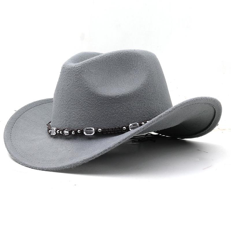 Neuer Western-Cowboyhut, schwarzer Woll-Jazz-Zylinderhut, ethnischer Herbst- und Winterfilzhut für Damen und Herren, Hut mit großem Schirm