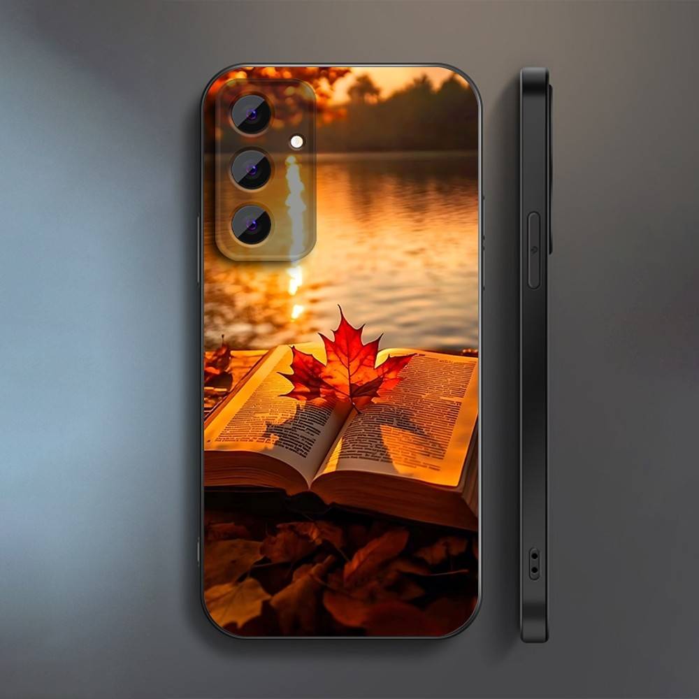 Autumn Leaves Falling Phone Case For Samsung S 25,24,23,22,30,21,10,9,Ultra,Plus,Lite,FE,4,5 G Soft Black Case