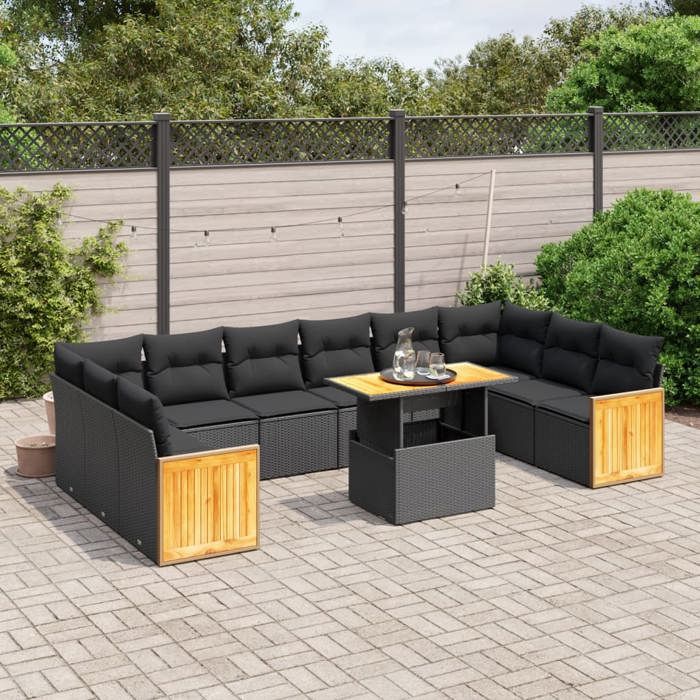 VidaXL Garden Lounge Set with Cushions 5 Pcs, Patio Sofas, Patio Furniture Set, Outdoor Furniture, Black 3257212