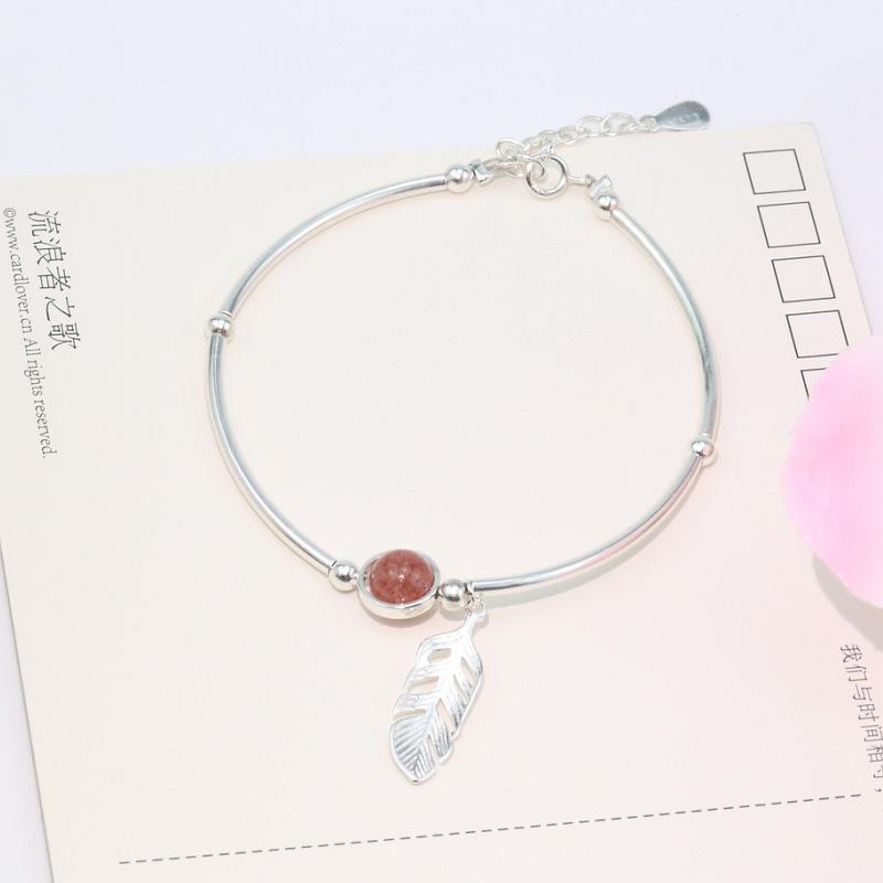 Fashion Crystal Round Bead Feather Charm Bracelet &Bangles Adjustable Braclets For Women Wedding Jewelry Sl261