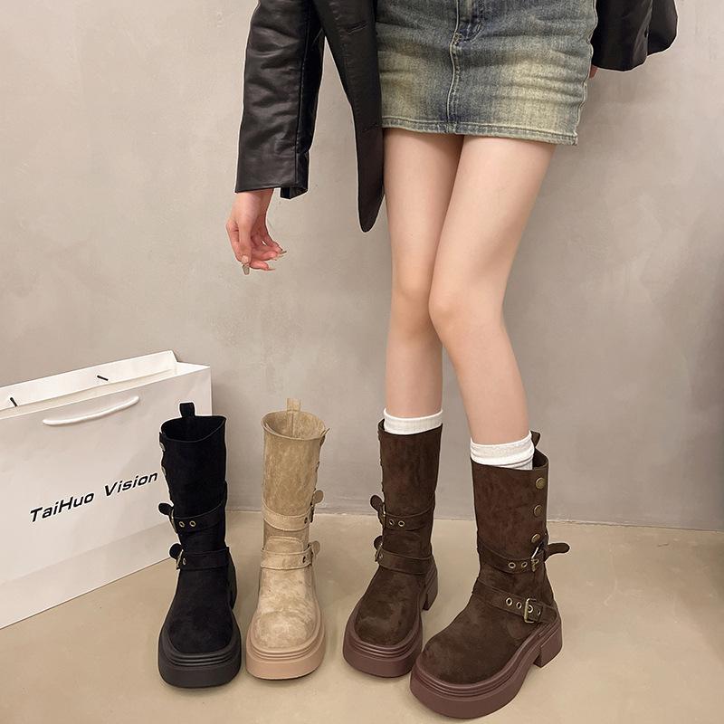 Internet Celebrity Explosion Two Wear Locomotive Martin Boots Children 2025 Autumn and Winter New Thick Sole Heightening Small Boots