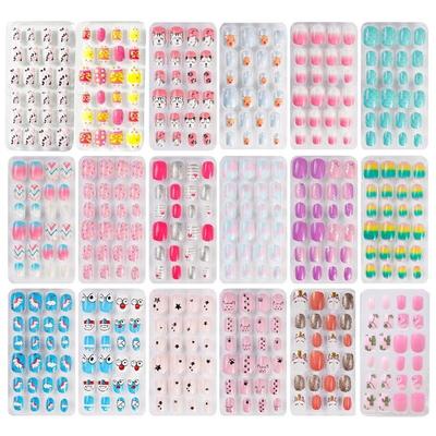 Nalepovací nehty Dětské Růžové Jednoduchý vzor Falešné nehty Nail Art Falešné nehty Nalepovací