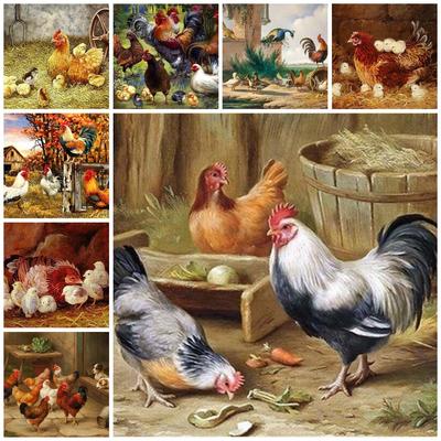 5D DIY Diamond Painting Chicken Peck Rice Map Art Diamond Embroidery Rhinestones Decorations for Home