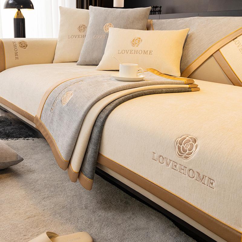 Nordic High-End Chenille Sofa Cushion Four-Season Universal Seat Cushion Non-Slip Leather Sofa Cover  New Cover