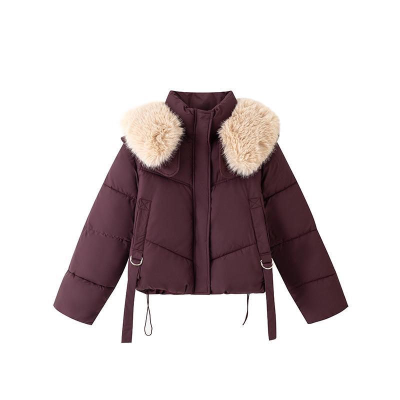 Cotton clothes women's 2025 new short thickened large fur collar padded jacket bread jacket winter down padded jacket