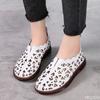 Summer Breathable Hollow Round Toe Soft Soled Women's Flat Shoes Comfortable for Outdoor Walks Fashion One Foot On Mom's Shoes