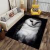 White Owl On Black Background Suitable As a Non-slip Mat for the Living Room or Bedroom Sofa