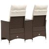 2 Seater Adjustable Garden Sofa with Table Brown Poly Rattan