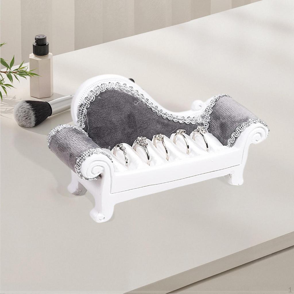 Rings Display Stand Desktop Ornament Elegant Soft Lining Portable Jewelry Holder Organizer for Home