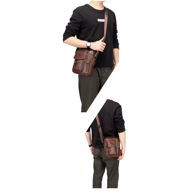 Genuine Cow Leather Messenger Bag Men Handbag Chest Crossbody Shoulder Bag Men's Bag Tas Business Small Male Bolsas Sac