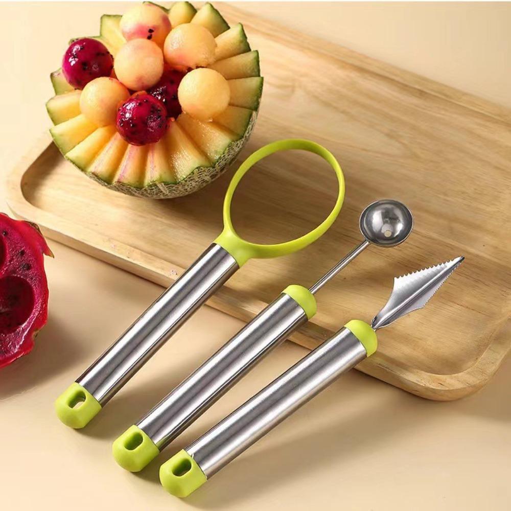 4PCS/SET Comfortable Grip Fruit Carving Tool Kit Rust-proof Watermelon Ball Scoop Chef