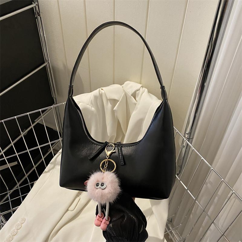 

Stylish Vintage Trendy Underarm Bag Modern Pu Handbag With Zipper Closure Without Pendant чёрный
