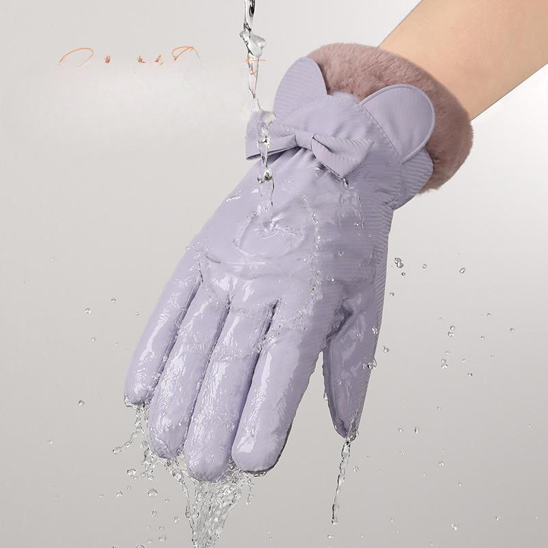 Fashionable Warm Gloves for Women In Autumn and Winter Cute Plush Warm Touch Screen Outdoor Riding Non Slip Waterproof Ski Gloves