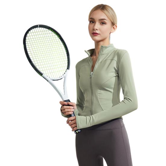 Women Long Sleeve Workout Tops Quick Dry Full Zip Crop Yoga Athletic Slim Fit Shirts Yoga Sportwear with Thumb Holes for Running Gym Aerobics Yoga