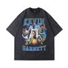 American High Street Vintage Print Oversize Small Neckline Short Sleeve T-Shirt Washed Half Sleeve Top