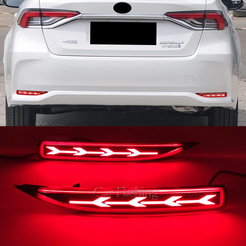 For Toyota Corolla Altis LED Rear Bumper Reflector Light Warn Brake Dynamic Turn Signal Car Accessories