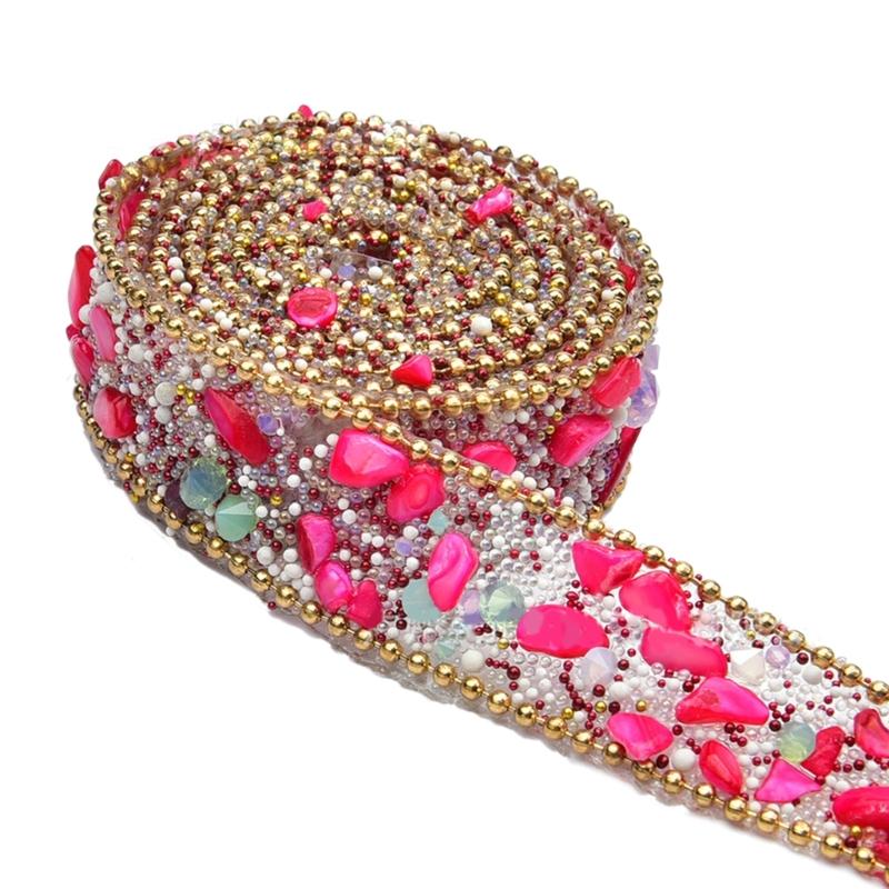 Q1JB 1.1Yard Rhinestones Ribbon for Crafting Embellishment Sparkling Rhinestones Ribbon for Birthday Wedding Cake Decoration