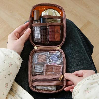 Mini geantă transparentă pentru machiaj de călătorie, geantă mică drăguță pentru machiaj, cu fermoar cosmetic, pentru depozitare articole de toaletă, husă pentru monede pentru femei