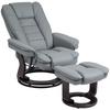 Recliner with Ottoman, Reclining Chair, Swivel, Reclining Backrest, Leather Look, Up To 130 Kg, Grey