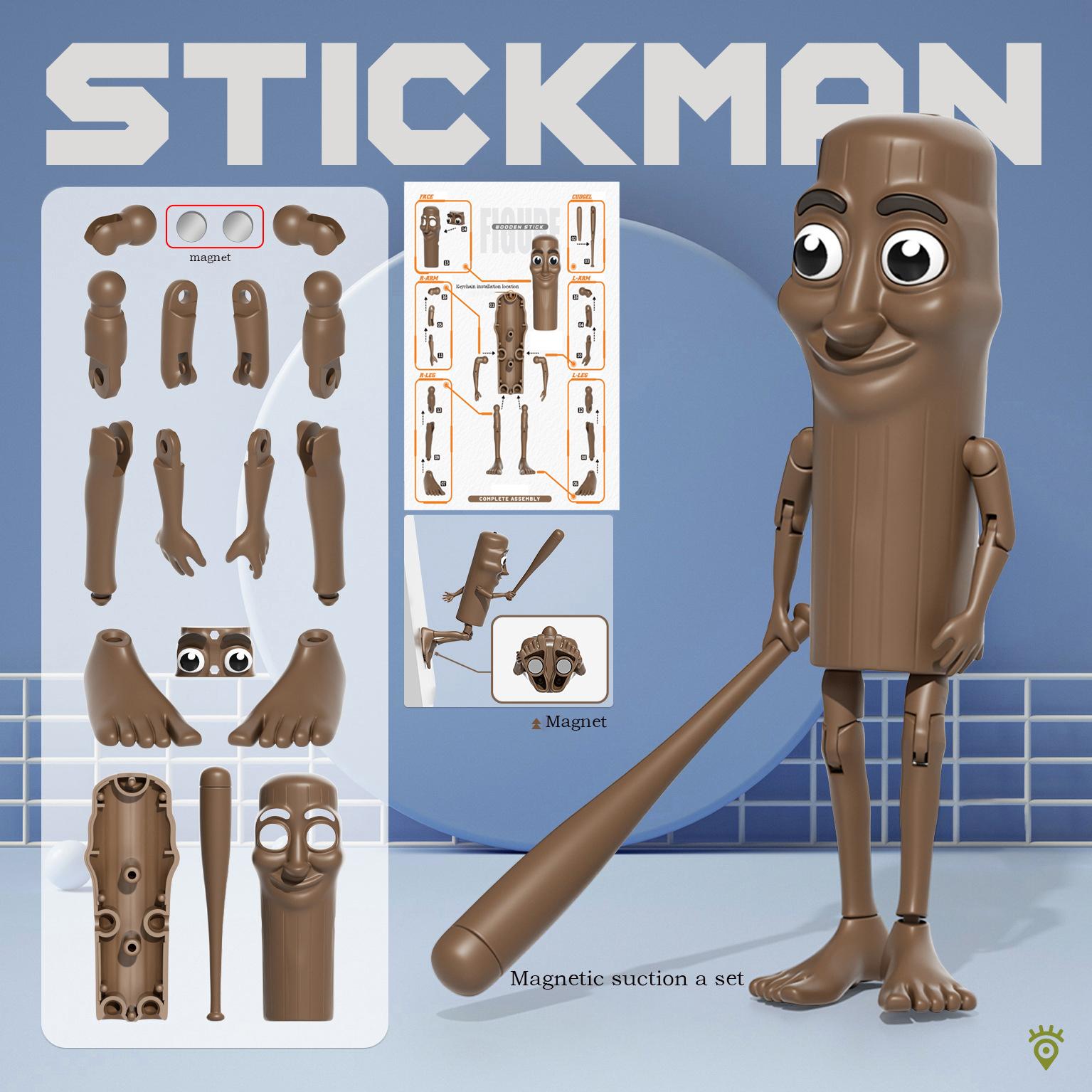 

Іграшка-модель для зняття стресу Tung Tung Sahur, багатосуглобова, рухома, ручна робота, DIY, креативна, кумедна анімаційна фігурка, дерев яна паличка 9CM