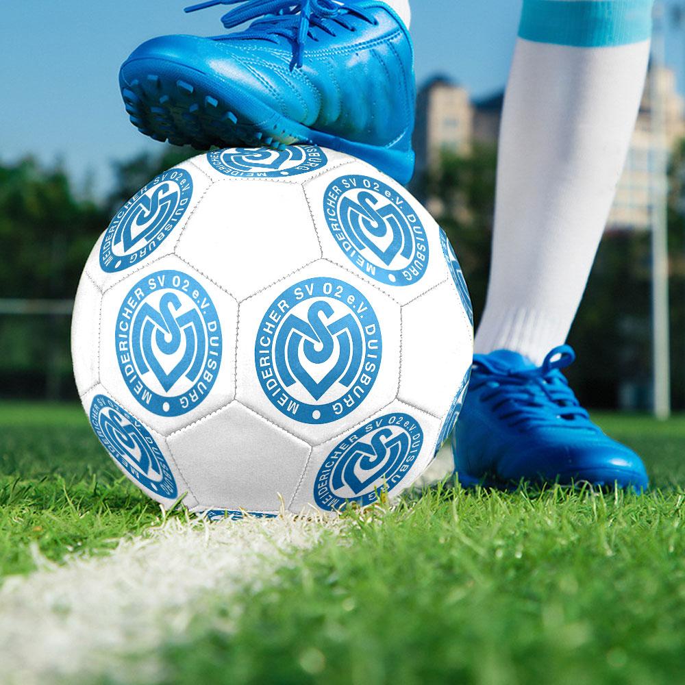 MSV Duisburg Size 5 Soccer Ball, Machine-Stitched PVC, Durable & High Bounce, All Ages Fit, fan merchandise, matches & outdoor use.