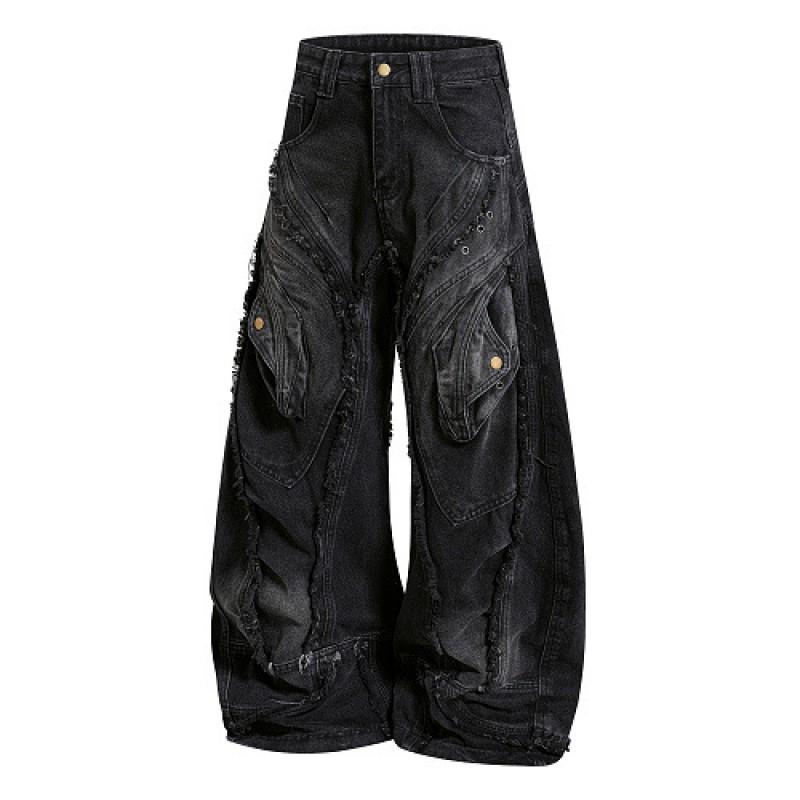 Unisex Relaxed Straight Fit Denim Jeans Vintage Streetwear Style Cotton Blend Mid-Rise Long Pants