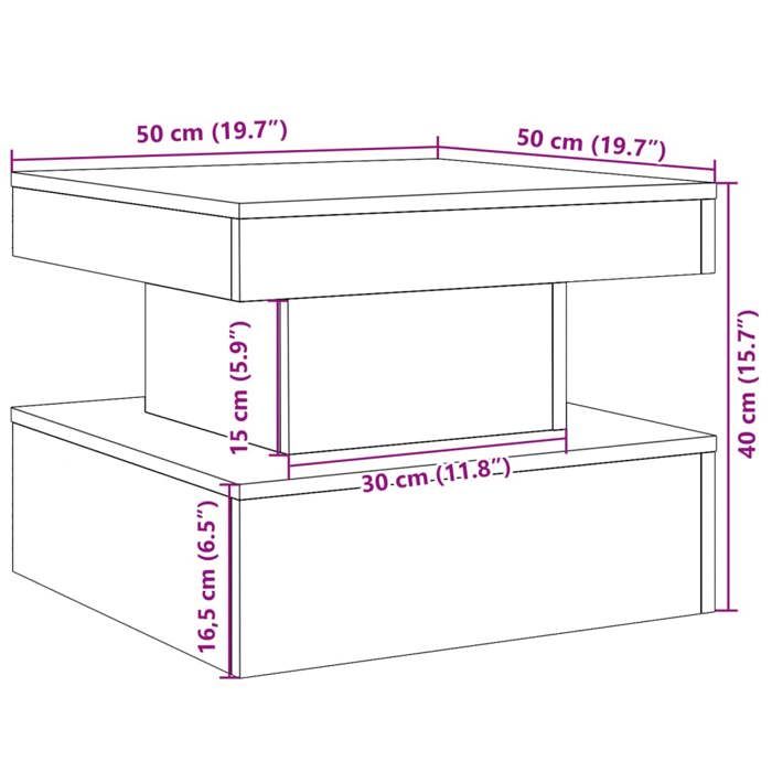 VidaXL Table basse avec lumières LED chêne artisanal 50x50x40 cm, table d'appoint, table de salon, table latérale, bout de 857713