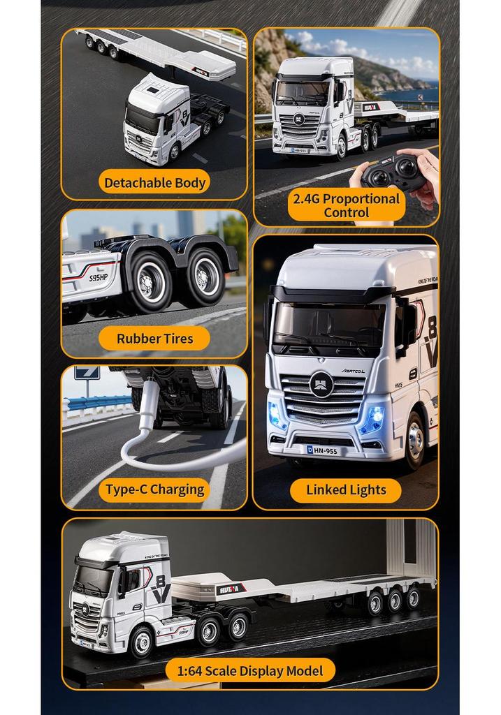 Huina 1:64 RC Tow Truck: 12-Channel, Four-Wheel Drive Simulation Toy