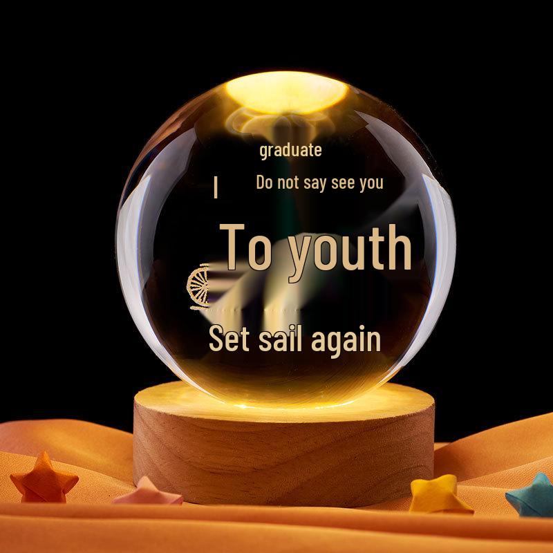 3D Laser Carved Crystal Ball Starry Sky Night Light for Bedroom Atmosphere