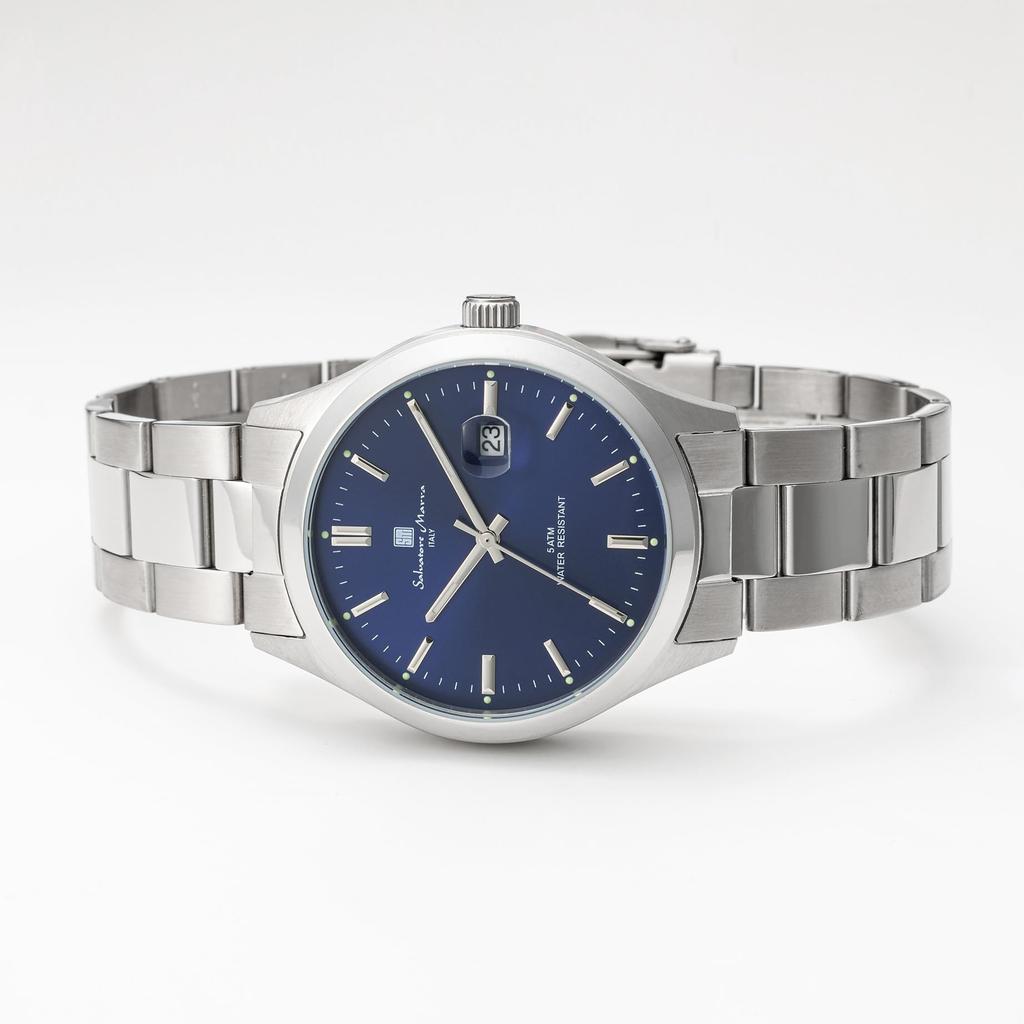 Salvatore Marra Men's Analog Watch, Simple Business Design, Stainless Steel Case, Model DBL, 5 ATM Water Resistant