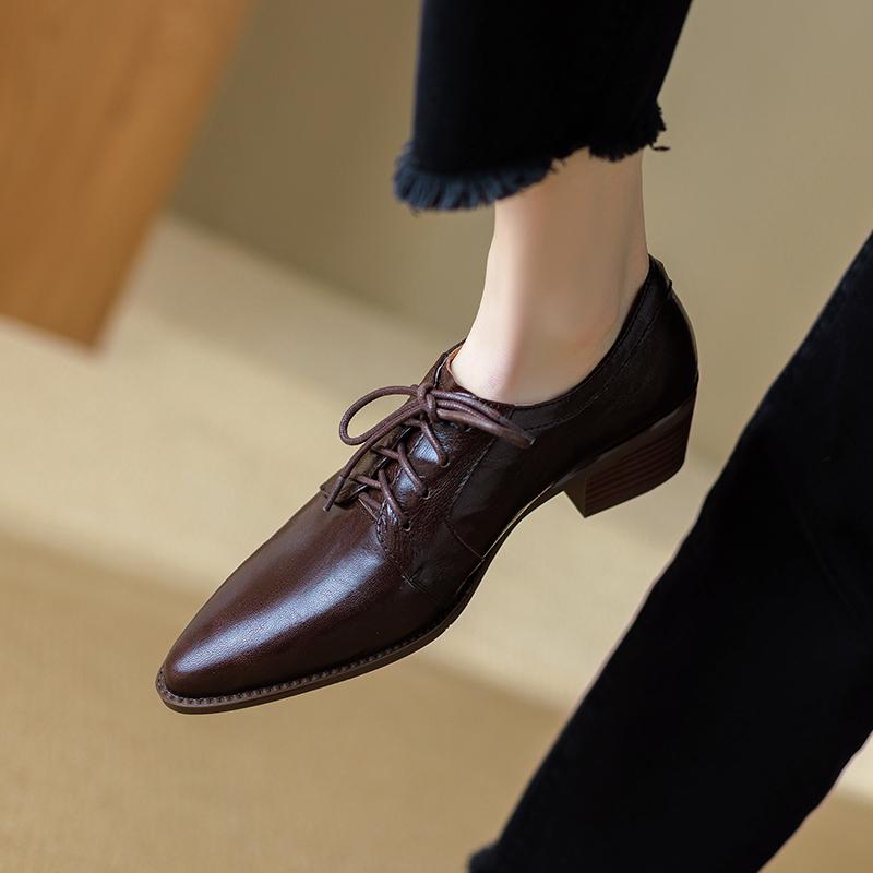 Fashion 2025 Spring Women's High Heels Lace Up Shallow Mouth Single Shoes Female Comfortable Thick Heel Women's Shoes Zapatos Mujer