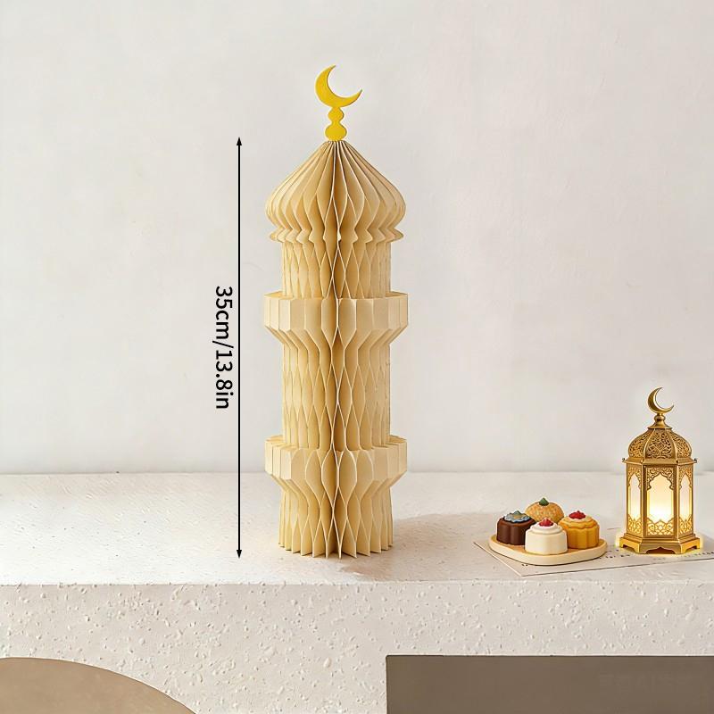 1/3/5Pcs 3D Honeycomb Ornaments For Ramadan Home Desktop Decor Eid Al Fitr Paper Arteid Mubarak Islamic Party Decor