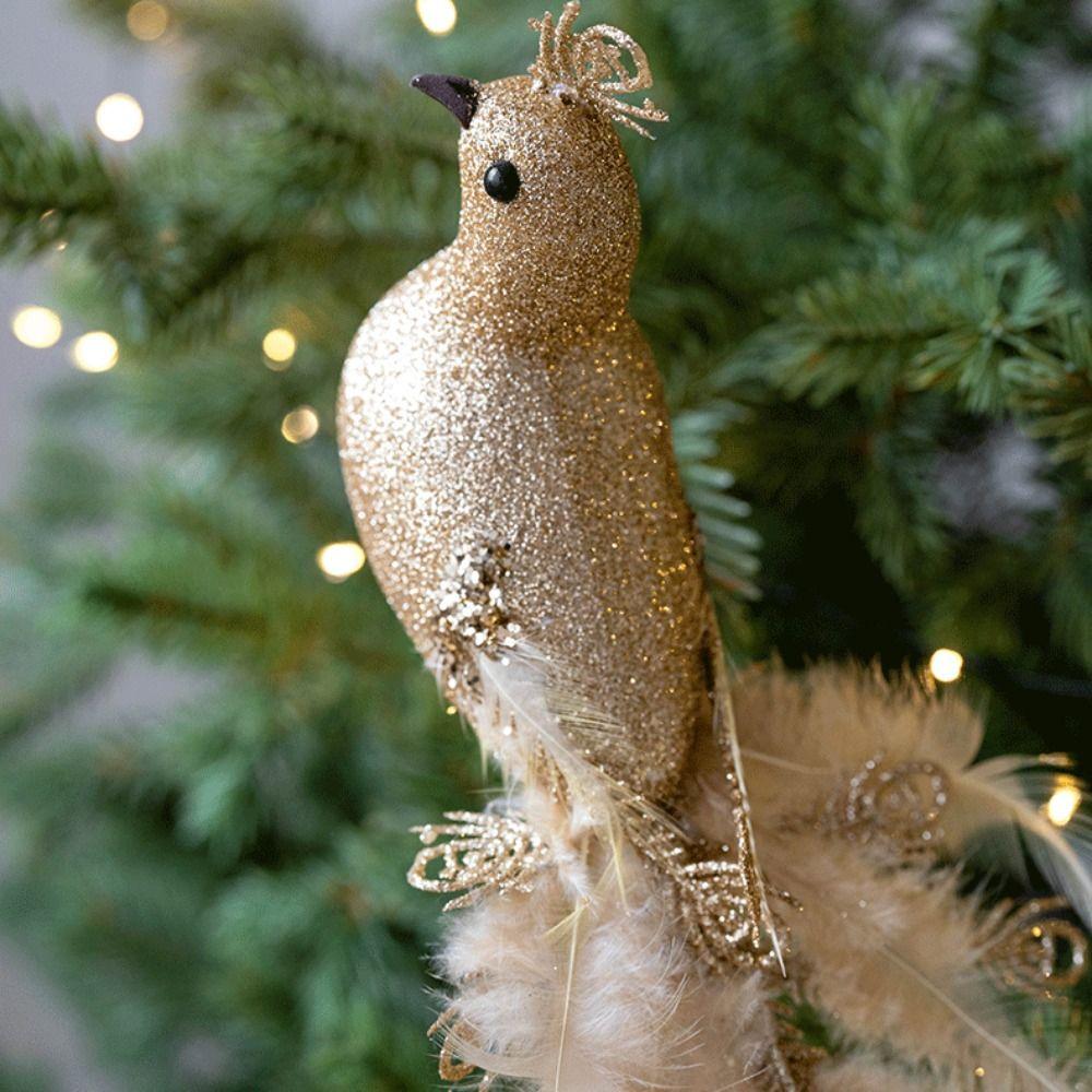 Shimmering Christmas Peacock Decoration Foam Realistic Feathers Simulated Peacock Cartoon DIY Crafts Peacock Doll Toy