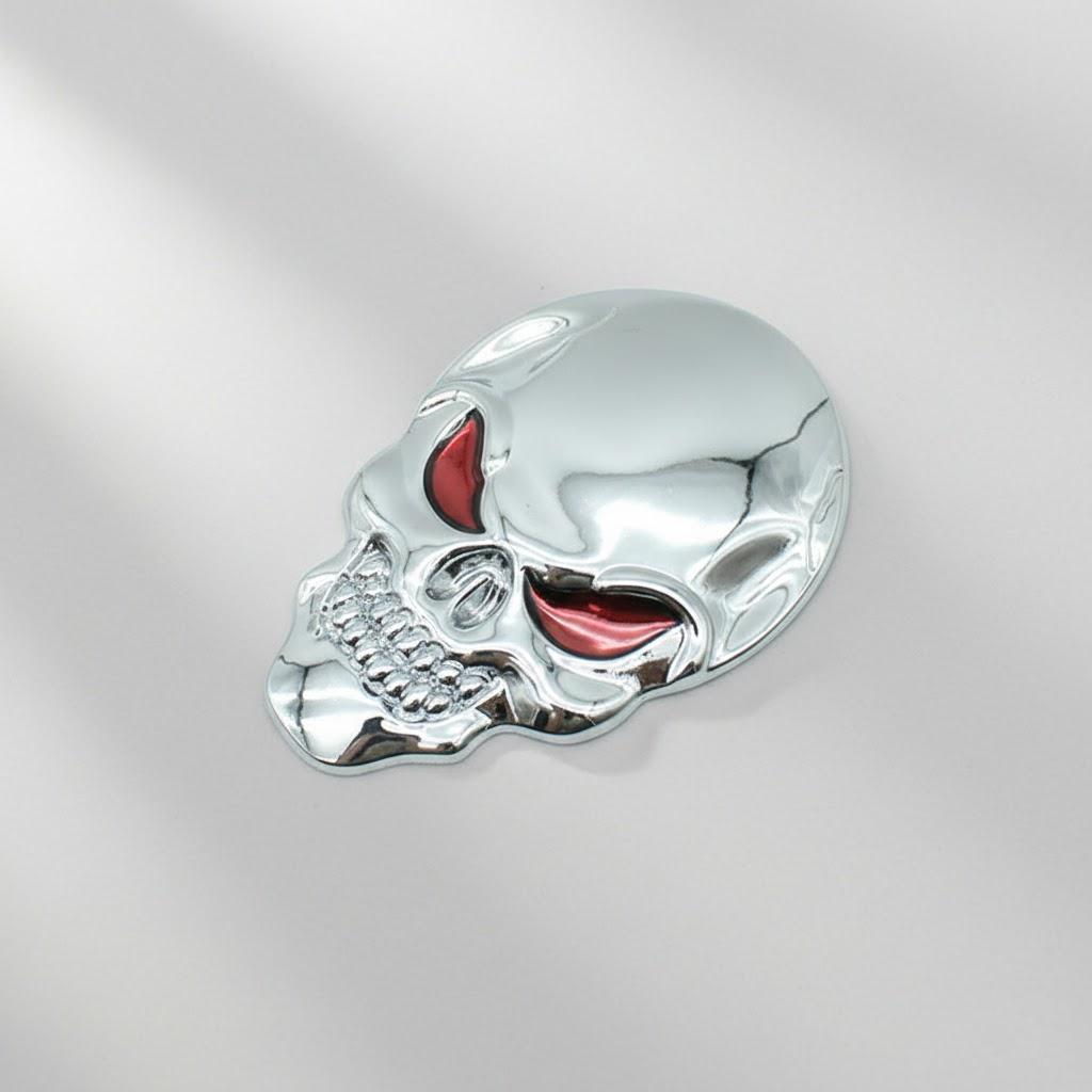 

3D Metal Body Sticker Zinc Alloy Car Decoration Adhesive Skeleton Skull Bone Shape Chrome Bone Red Eyes Decals
