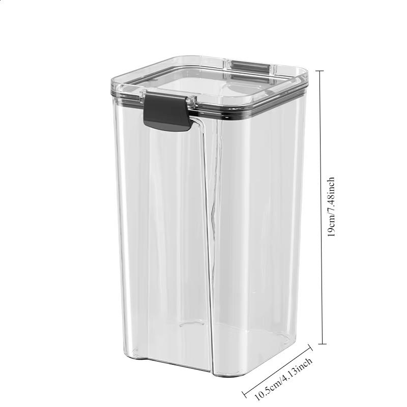 

Герметичный пластиковый ящик для хранения продуктов, сушеные банки для хлопьев, конфет с крышкой, контейнеры для хранения в холодильнике, предметы домашнего обихода, кухонный органайзер black