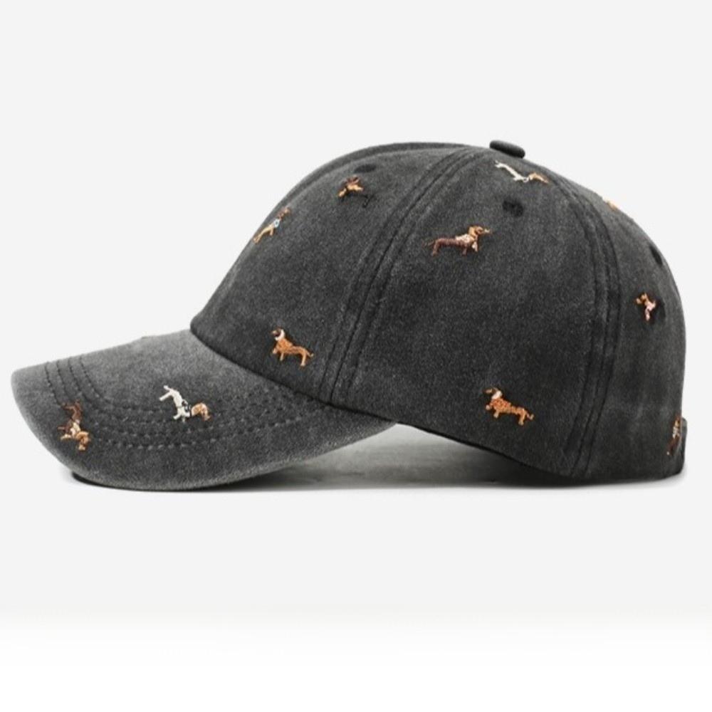 Soft Embroidery Puppy Cap Washed Duckbill Cap Versatile Distressed Baseball Cap Outdoor Leisure