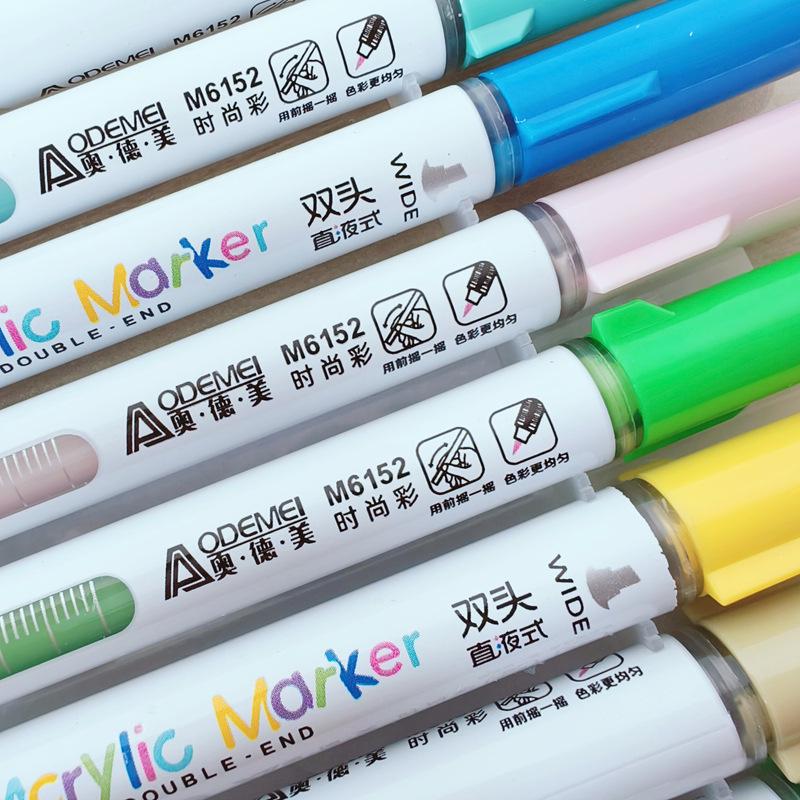 12-Color Double-Ended Acrylic Markers - Large Capacity Multi-Use Brush for Student DIY Painting