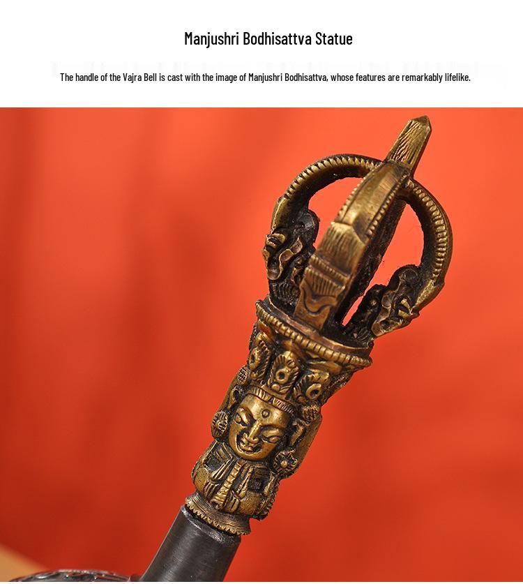 Nepal Vajra Bell & Dorje Tingsha: Bronze Practice Bell for Tibetan Buddhism Altar