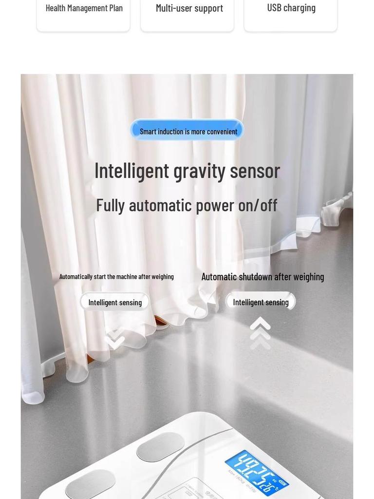 Smart Rechargeable Body Fat Scale: Precise, Durable, Compact Digital Weight Measurement